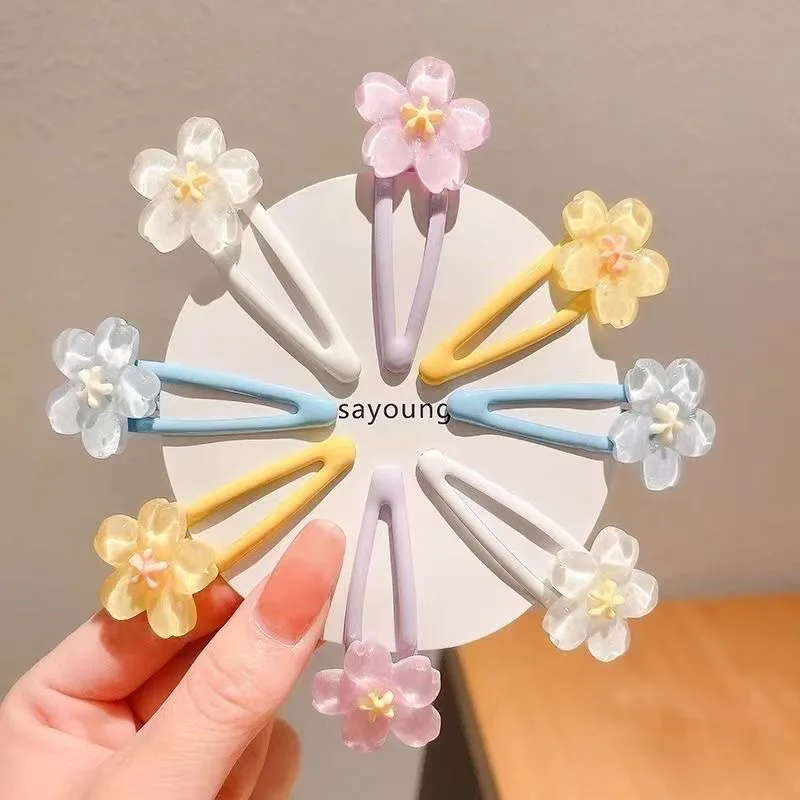 

2pc Korean Cute Flower Colorful Hairpin Hair Claw Clips Grips for Girls Women Kids Child Hair Party Accessories Crab Headband