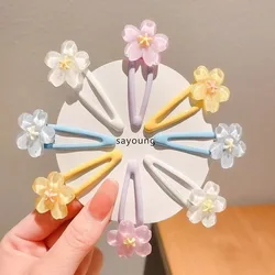 2pc Korean Cute Flower Colorful Hairpin Hair Claw Clips Grips for Girls Women Kids Child Hair Party Accessories Crab Headband