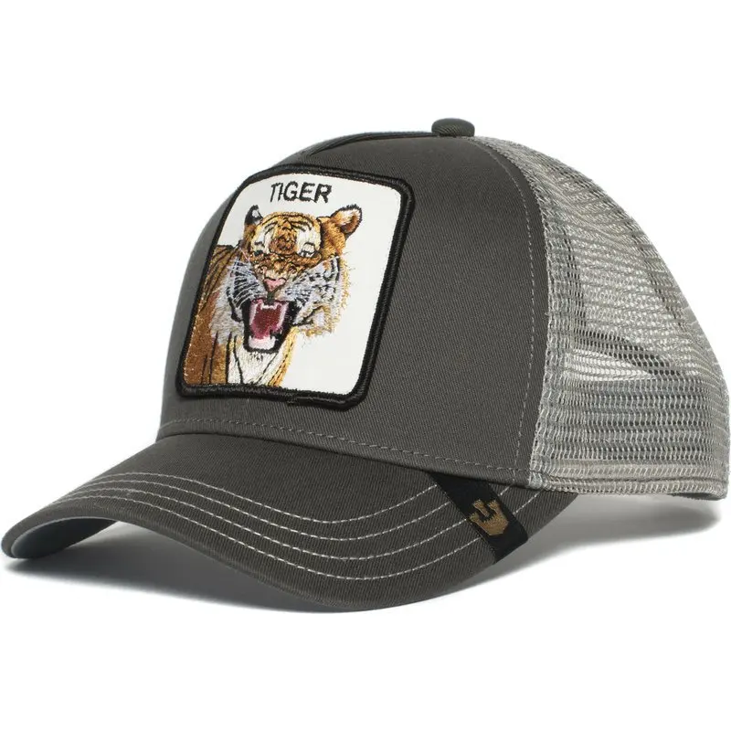 Animal embroidered baseball cap Cartoon grid Tiger buffalo chicken embroidered truck driver hat Men's hat suitable for outdoor t