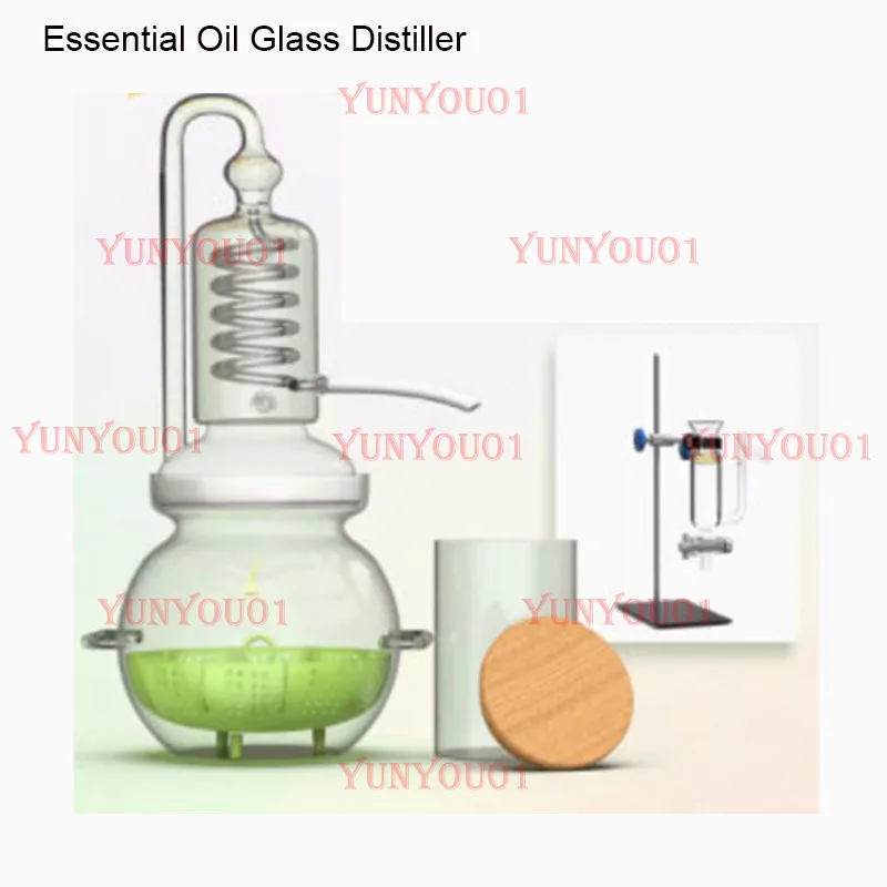 Essential Oil Glass Distiller Mini Distilling Heating Equipment Brewing Distillation Machine 4L Household