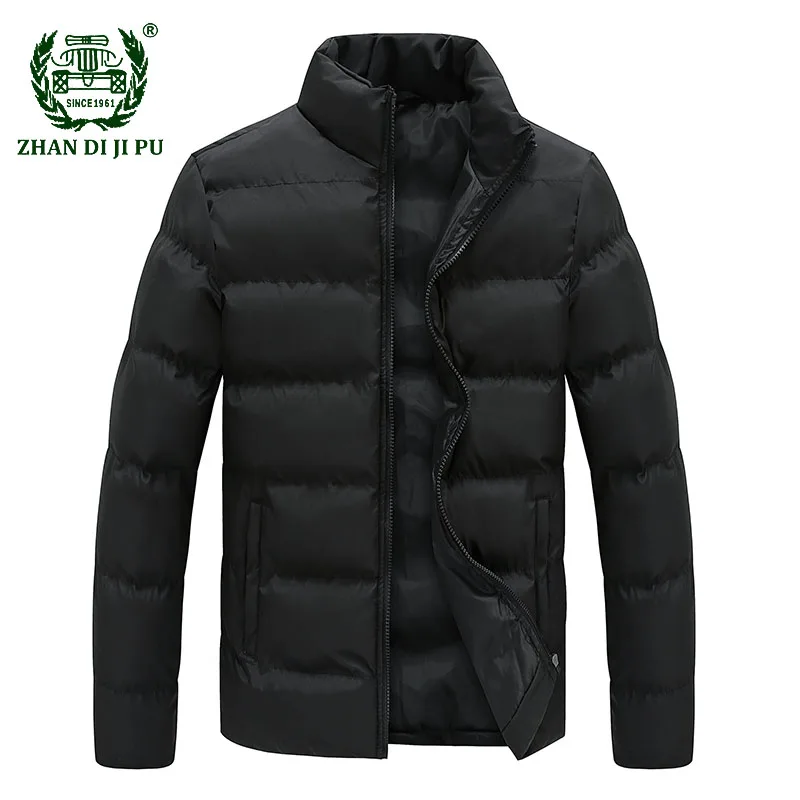 Cor sólida parkas moda masculina simples all-match básico gola jaqueta de alta qualidade engrossar inverno quente novo curto parka