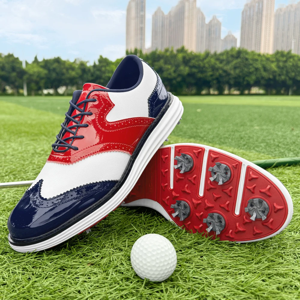 

Новые туфли для гольфа с шипами, мужская роскошная обувь для гольфа, мужские противоскользящие прогулочные кроссовки