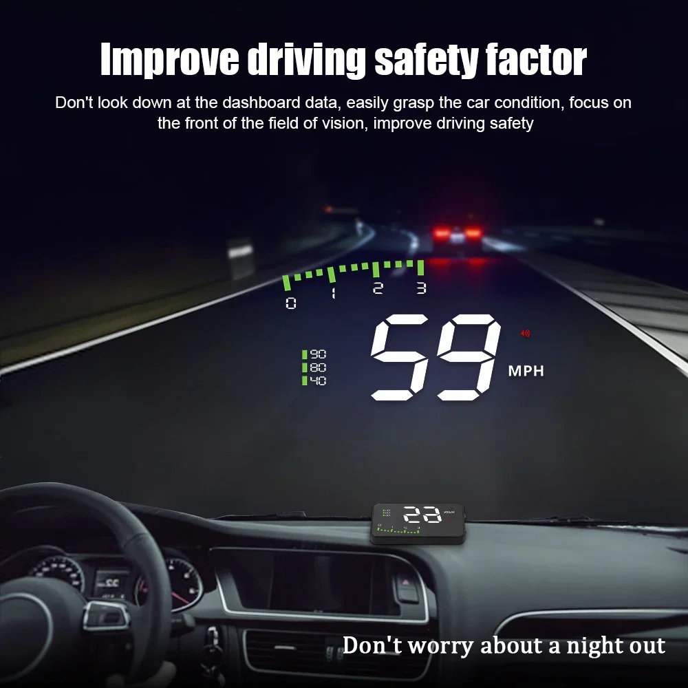 A900 HUD الزجاج الأمامي العارض عداد سرعة السيارة الرقمي LED Obd2 سيارة رئيس متابعة عرض درجة حرارة الماء الجهد السرعة الزائدة إنذار مخصص