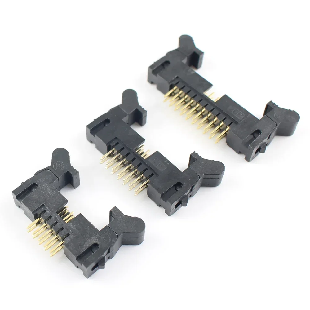 50pcs 2mm 2.0mm Pitch 10P 14P 16P 20P 34P 50P DC2 Male DIP Double Straight Ejector Header Connector Latch 10/14/16/20/34/50 Pin