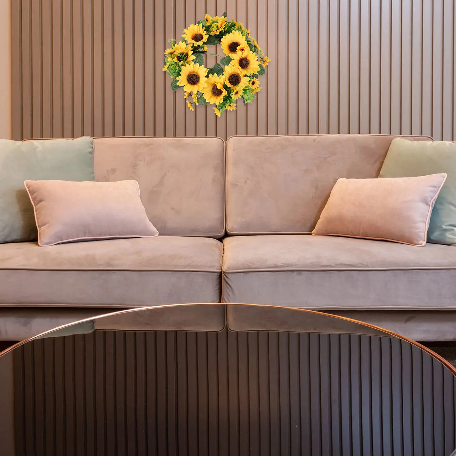 

1pc Simulated Sunflower Wreath Fall Home Decor Artificial Holiday Rattan Floral Wall Door Table Decoration Party Banquet Indoor