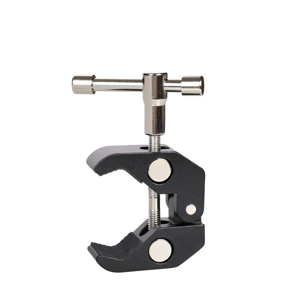 J023 Large Crab Clamp With Black Aluminium Alloy UNC 1/4 And 3/8 Screw Hole For Magic Arm Photo Studio Accessories