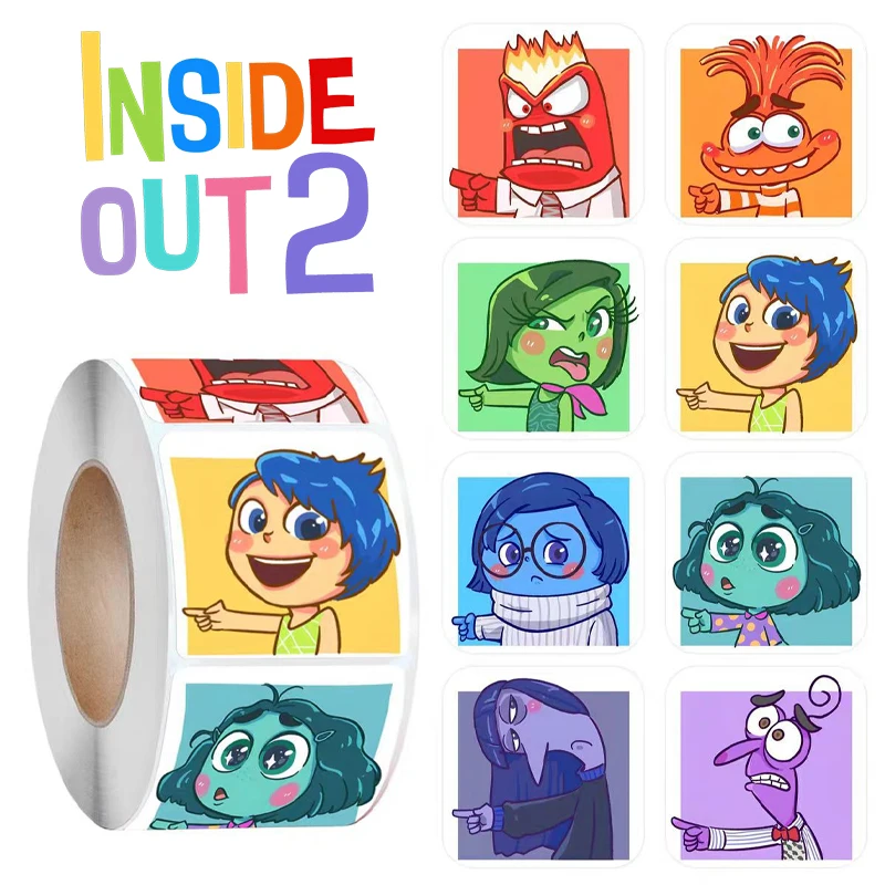 500pcs Inside Out 2 Cute Stickers Disney Anime Sadness Anxiety Stationery Art Supplies Party Envelope Sealing Decor Toys Gift