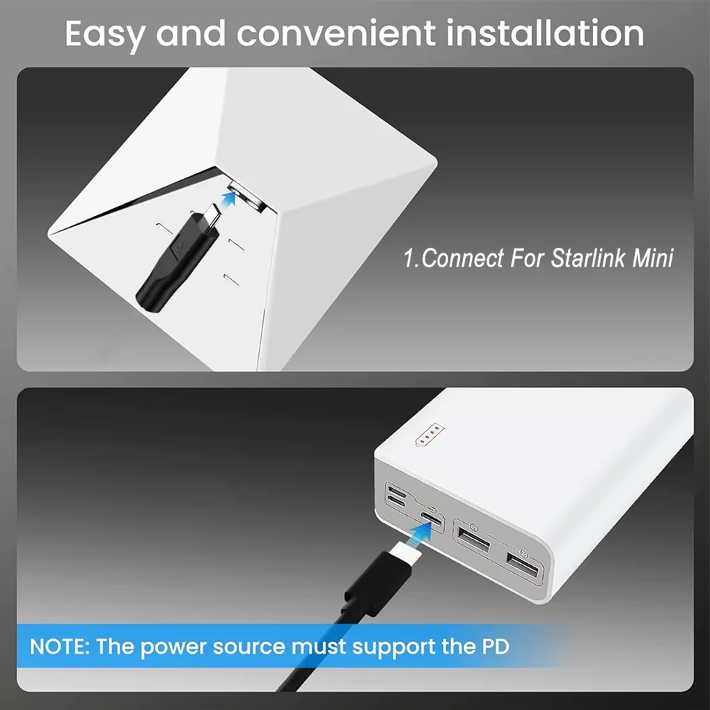 Adaptador de Cable de alimentación CC de 100W para Starlink Mini USB-C puerto de conexión CC hembra a conector macho tipo C para accesorios Starlink Mini