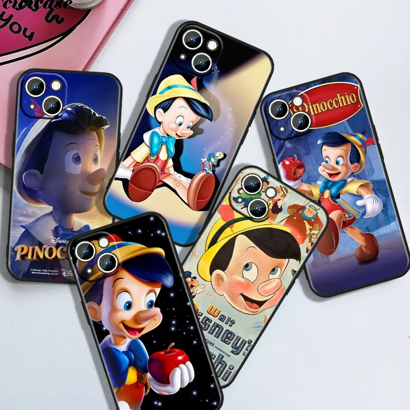 Disney Pinocchio Cute For Apple iPhone 15 14 13 12 11 XS XR X 8 7 6 6S 5 5S Pro Max Plus Black Cover Phone Case