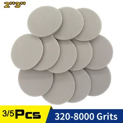 Sponge Foam Sandpaper 2/3 Inch 50/75mm Wet Dry Sanding Disc 3/5 Pcs 320-8000 Grit Polishing Buffer Pad Sanding Paper Hook Loop