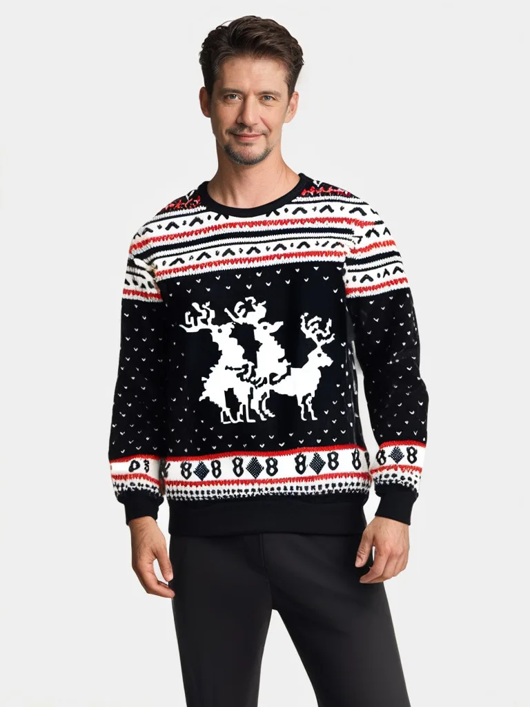 Men Women Funny Humping Reindeer Xmas Sweatshirt Christmas Climax Sweater Unisex Pullover Ugly Christmas Sweaters Jumpers Tops