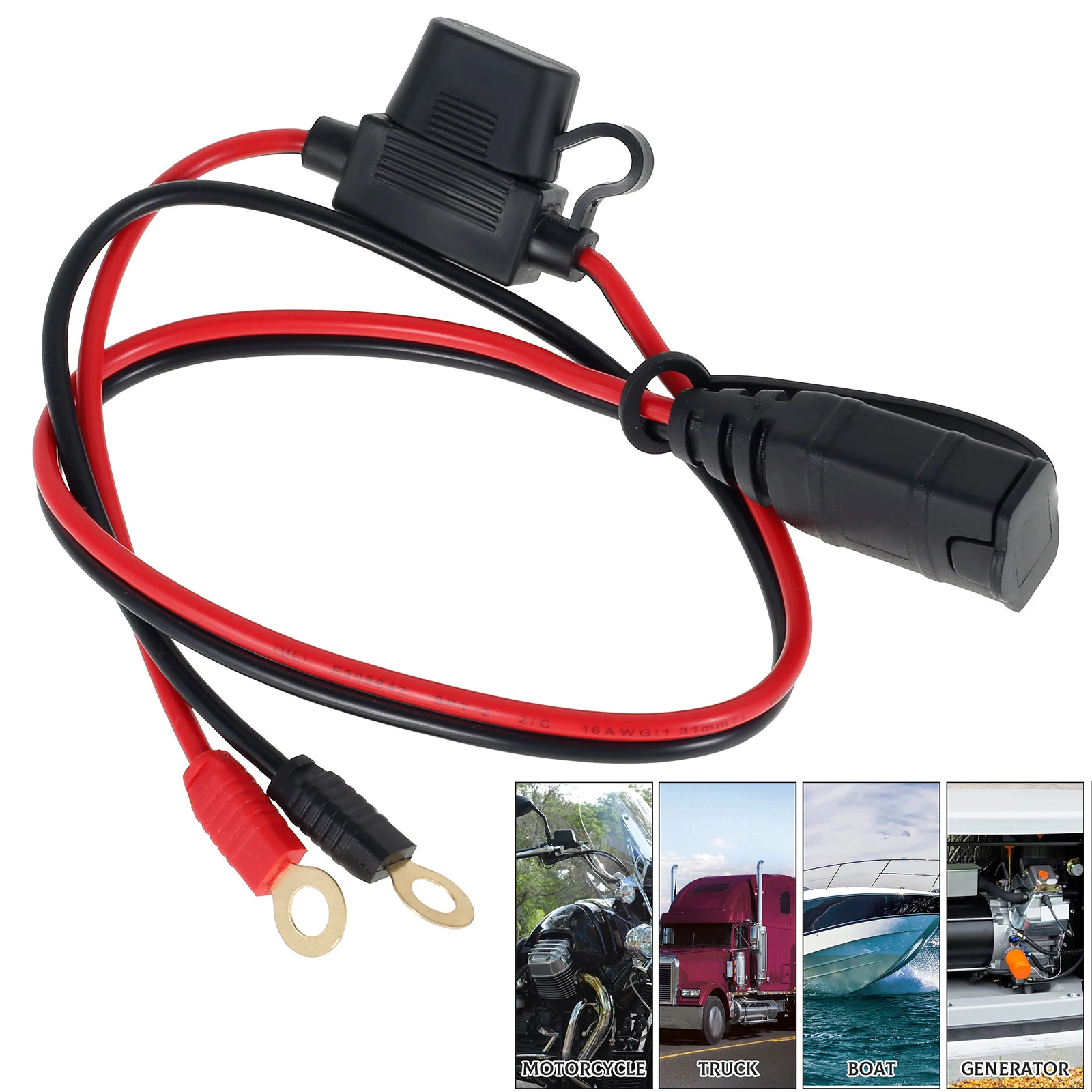 2Pcs Car Wires Harness Safe PVC Smart Batteries Trickle Charger Cable 16AWG Wiring Harness for Extended Charging Terminals