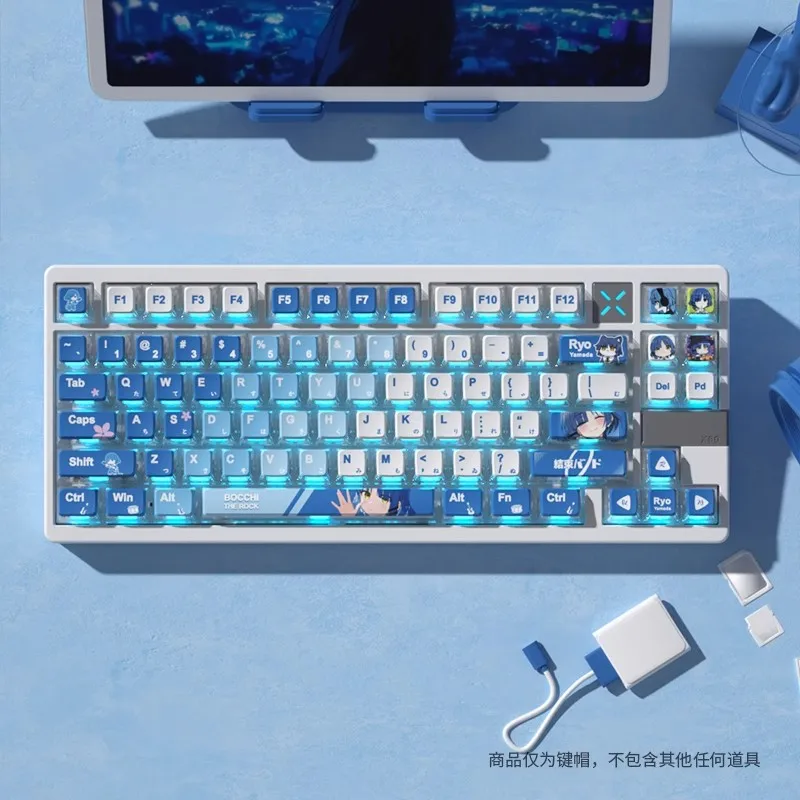 Anime Yamada Ryo Theme Pudding Keycaps PBT+PC Keycaps Custom Transparent OEM Profile Key Cap for Mechanical Keyboard Accessory