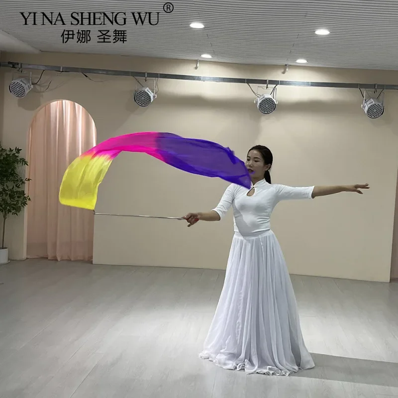 Belly Dance Flag White 30cm Telescopic Stick Simulation Silk Accessories Children Adult Performance Throwing Props