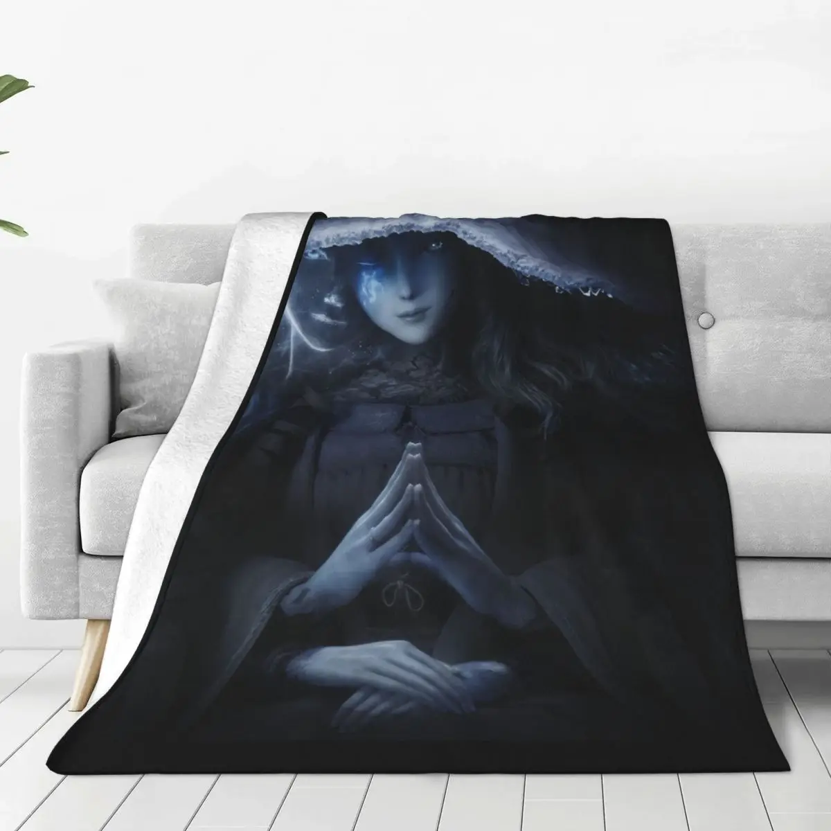 

Eldenn Game Velvet Throw Blankets Blue Girl Gamer Blanket for Sofa Bedroom Super Soft Plush Thin Quilt