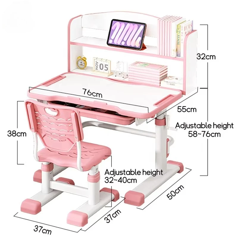 Ergonomic Children's Learning Desk With Bookshelf Big Size Study Desk Modern Home Furniture