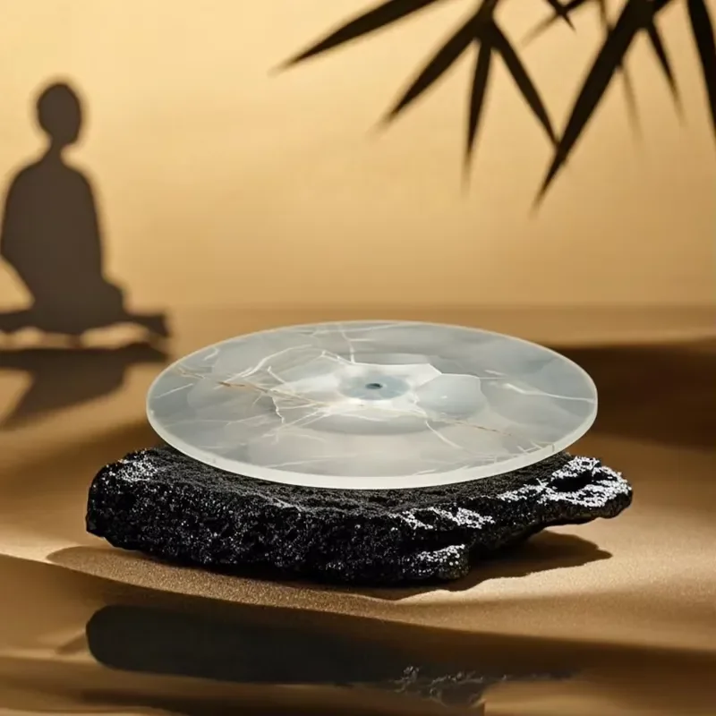 Electroplated Natural Stone Teacup Tray Laminated Agate Glass Decorative Tray for Coffee Table Home Hotel Decoration