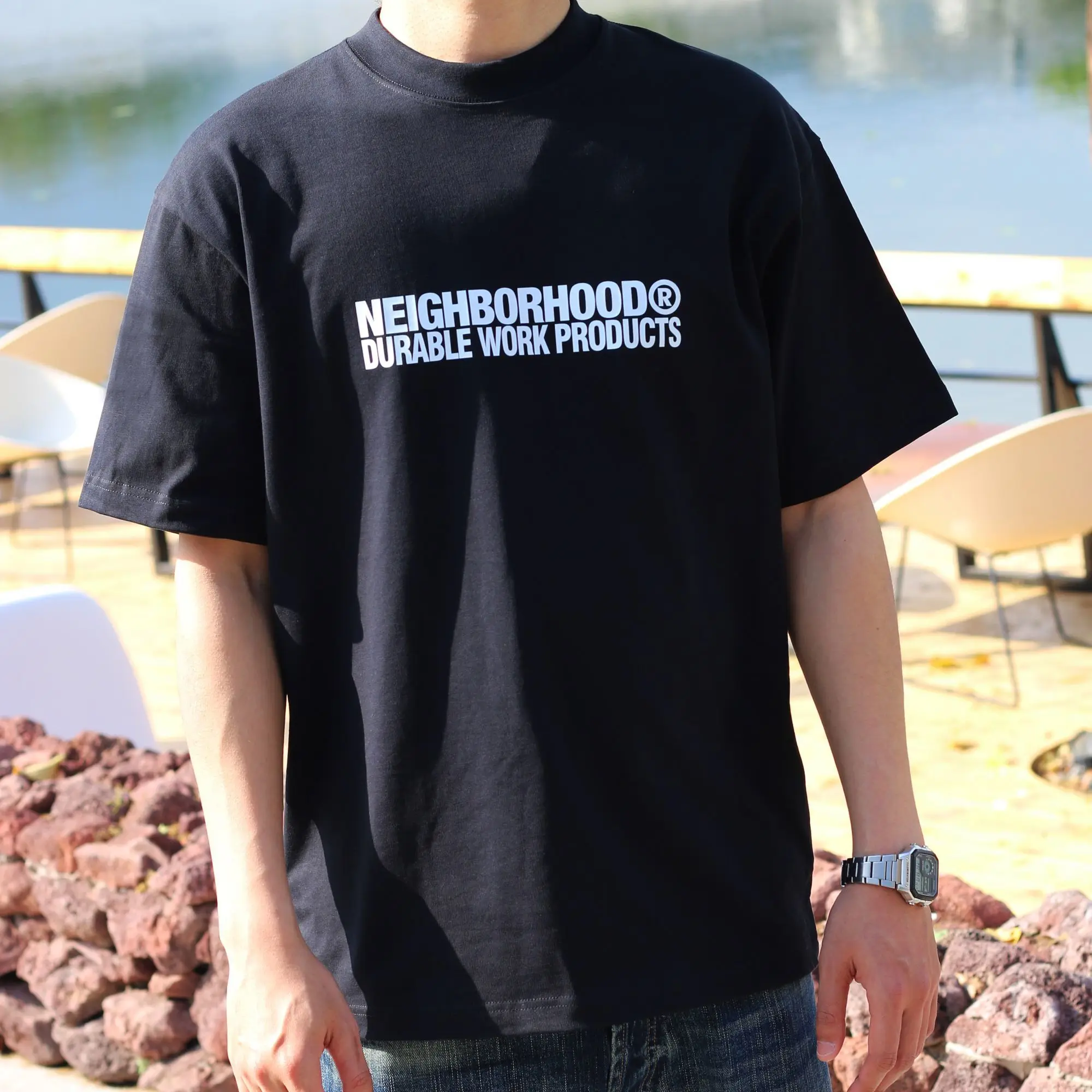 NEIGHBORHOOD NBHD Heavy‑Weight Small Crew Neck Printed Short‑Sleeve T‑Shirt Loose Casual Summer Men Daily Tops