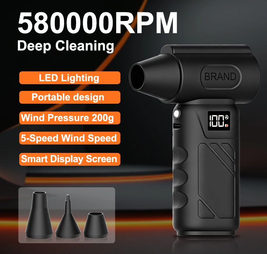 

Mini Air Blower Powerful Turbo Jet Fan 5 Gear Adjustable Smaller Than a Mobile Phone With LED Lighting For Computer Cleaning