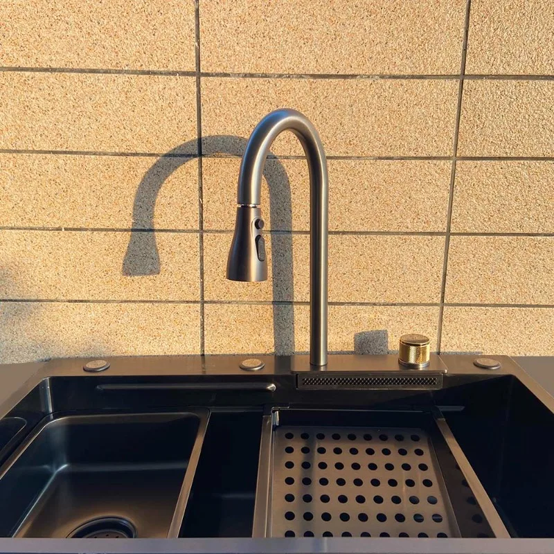 Handmade Modern Contemporary Ceramic Kitchen Faucet Sanitary Ware Double Bowl Wash Basin Stainless Steel Polished Kitchen