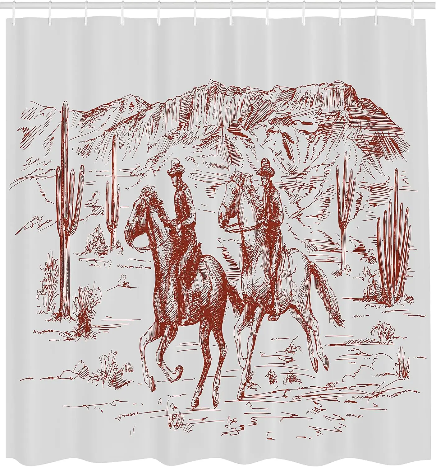 Decorative Western Cowboy Shower Curtain Boho Desert Sketch Horse Waterproof Bathroom Liner Tapestry