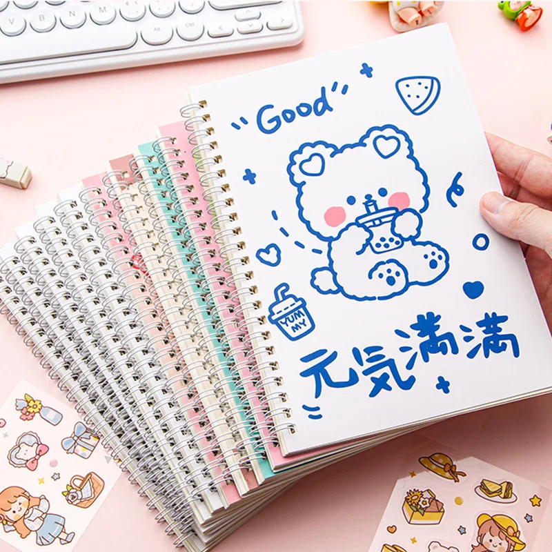 Cartoon Double-sided Release Paper Notepad A5 Coil Thicken Sticker Album For Collect Tape Sticker Handbook Cute School Supplies