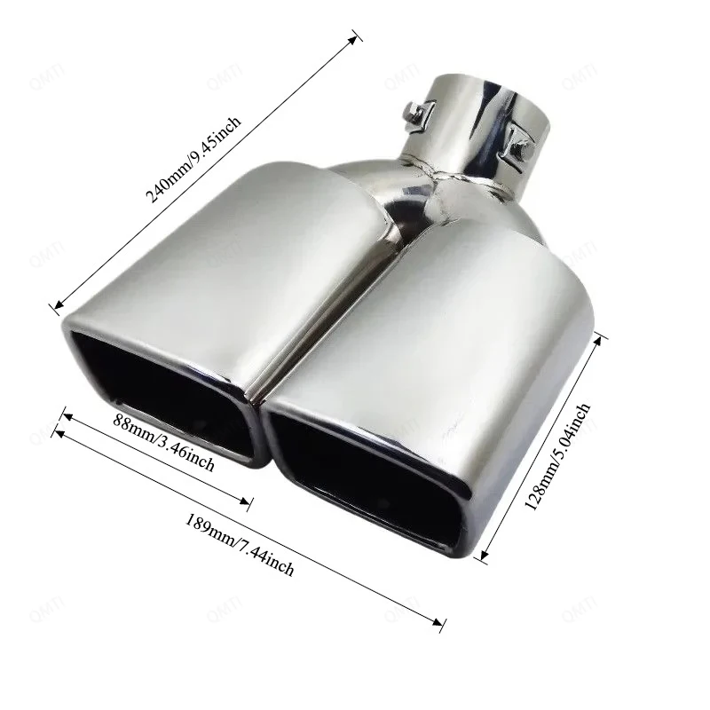 Exhaust Tip Universal Double Outlet Nozzle Rear Muffler Tip Stainless Steel Square Mouth Exhaust Pipe Muffler Car Accessories