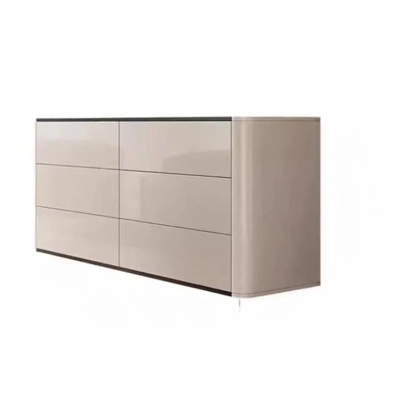 

Simple and modern light luxury chest cabinet L dressing table integrated Italian skin gray bedroom TV cabinet desk dressing