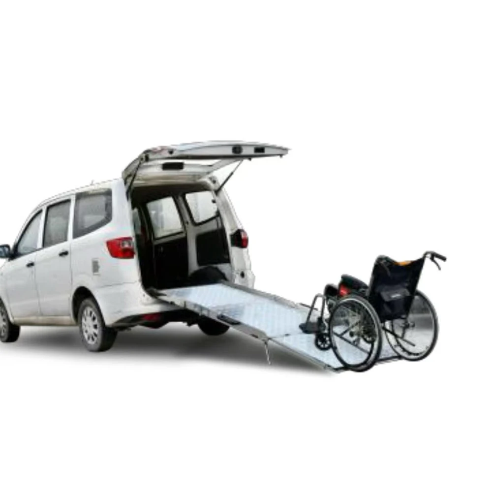 The latest portable lightweight aluminum alloy double folding motorcycle ramp loading wheelchair