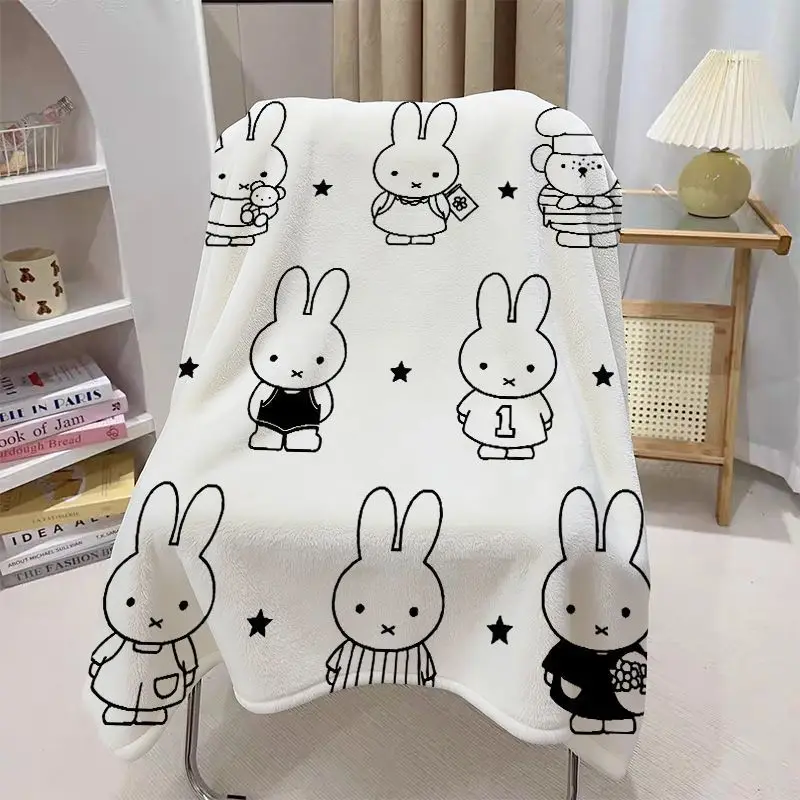 Cartoon Kawaii Flannel Pure and Fresh Air Conditioning Blanket Shawl Sofa Blanket Nap Simple Advanced Be of High Quality Miffy
