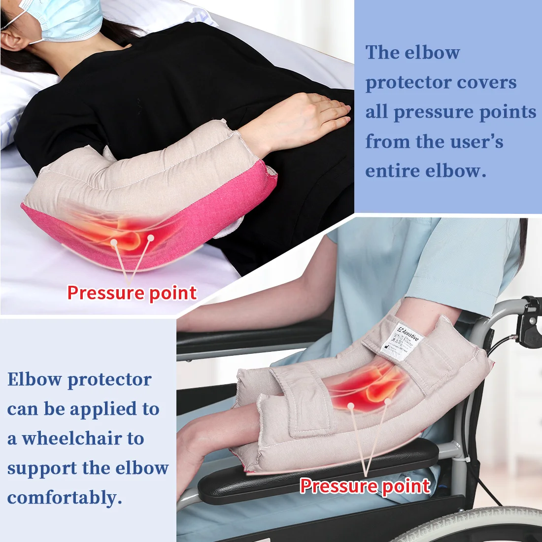 

Washable Elbow Protector Pads Soft Fiber Cushions for Bedridden Elderly Reusable High Temperature Resistant Support Pads