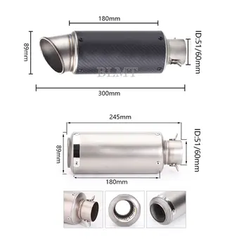 通用型 51/60mm 摩托車排氣管不鏽鋼消音器碳纖維排氣管帶 DB Killer,適用於 Z900 R3 R25 MT07 MT09 R1 Z400 Z650 8 最佳銷售 排氣管 z900 - №6