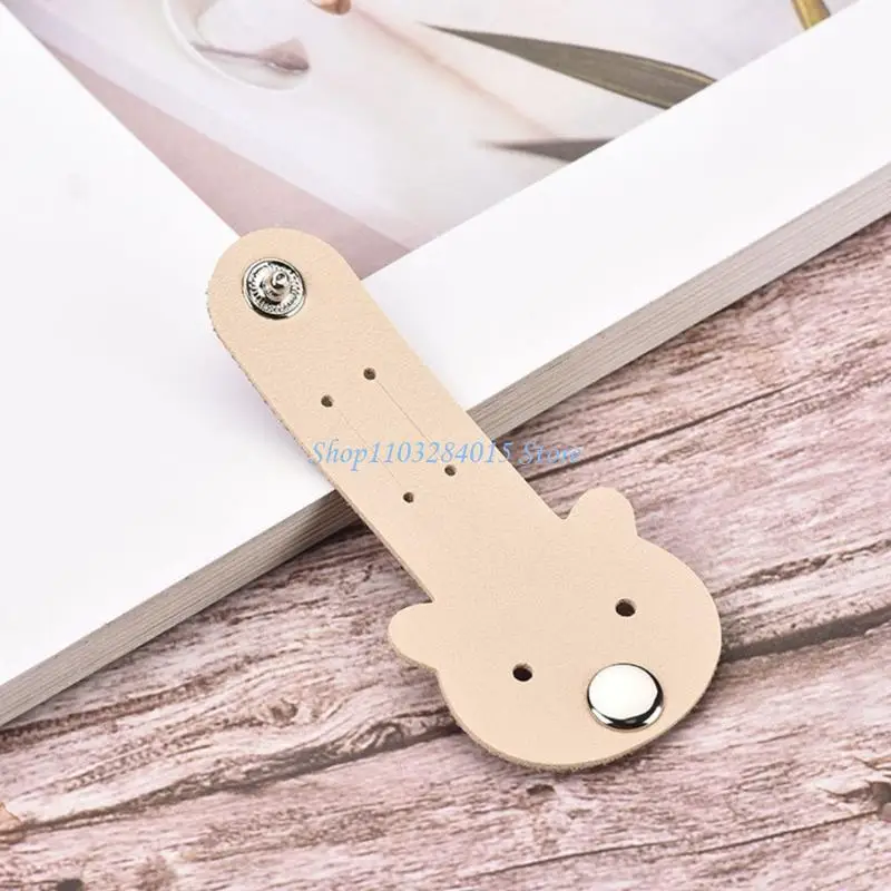 R6FF Lovely Bear Shaped PU Cord Winder Tangling Prevention Travel Cable Buckle Organiser Available In Various Color Option