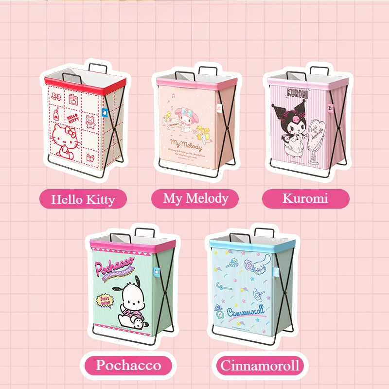 Sanrio Kawaii HelloKitty Foldable Dirty Clothes Basket Kuromi Multi-function Fabric Storage Bucket Toy Clothes Storage Container