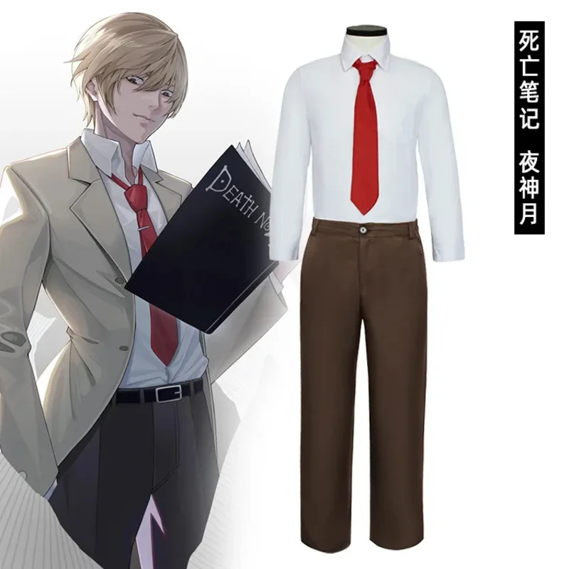 2025 New Anime Men DEATH NOTE Cosplay Costume Women Yagami Light School Uniform Role Play Costumes Coat Pants Suit QAQ2