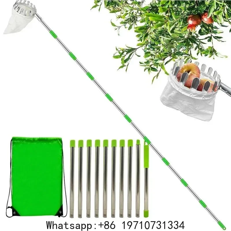 Fruit Picker High Altitude with Basket Telescoping Pole Garden  Harvesting Tool Apple Orange Avocado Mango Picking Etc