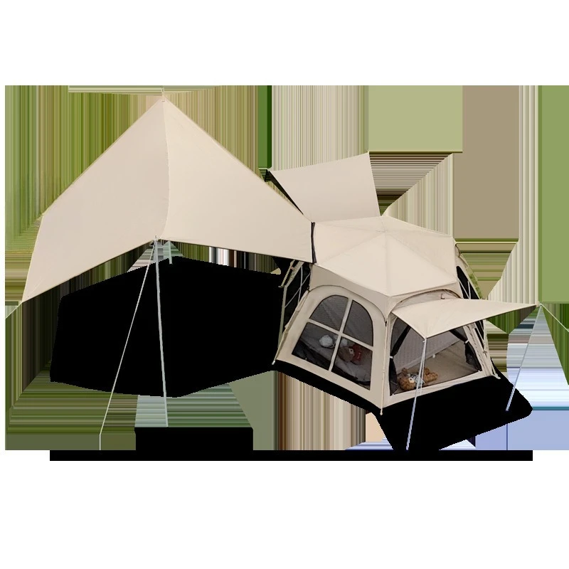 

Hexagonal hat tent outdoor camping Oxford cloth rain protection sun protection vinyl quick open, automatic tent