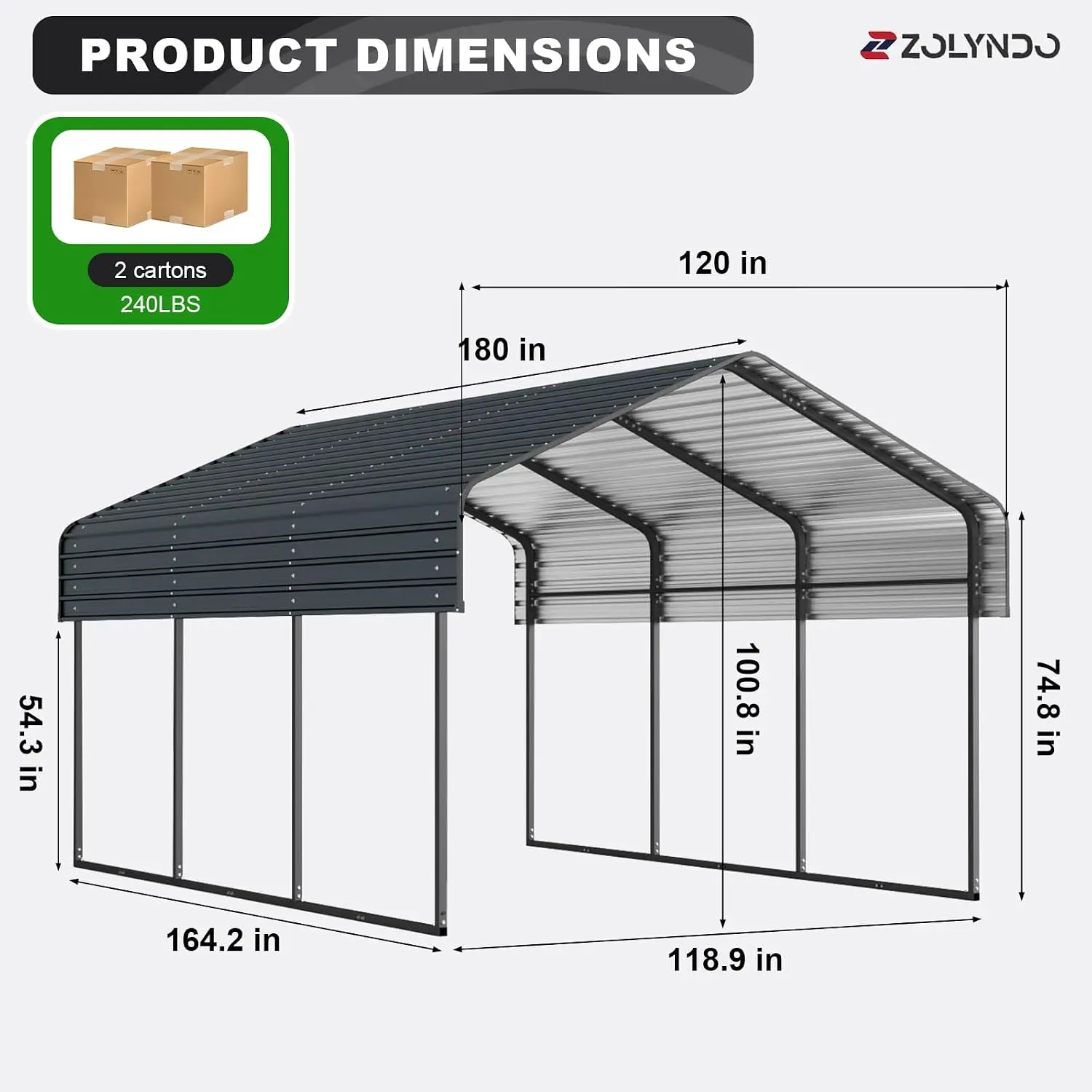 10x15 FT Metal Carport with Galvanized Steel Roof Outdoor Shelter for Cars Trucks Boats & Equipment All-Weather Kit, Customized