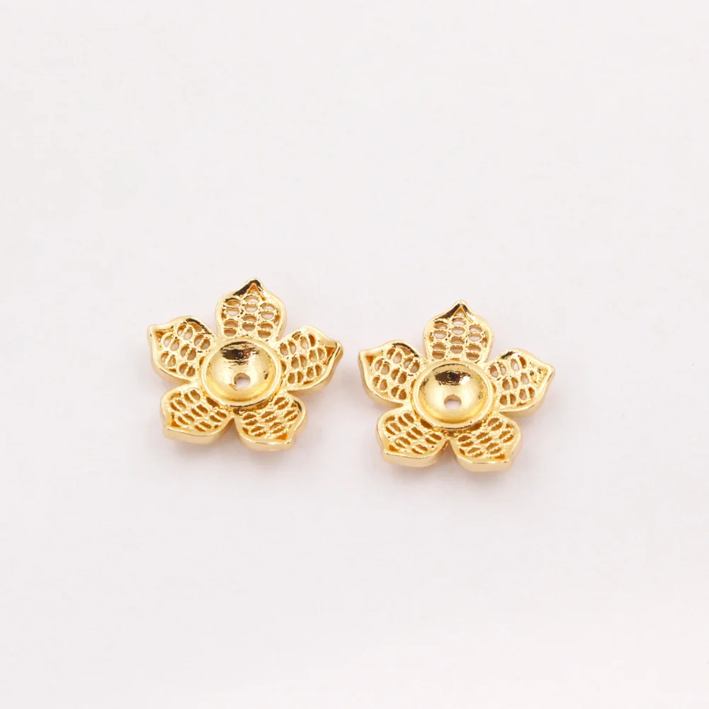 20pcs 15mm Quality Brass Casted 5 Petals Flower Stamping Decoration Findings DIY Women Bridal Wedding Jewelry Accessories