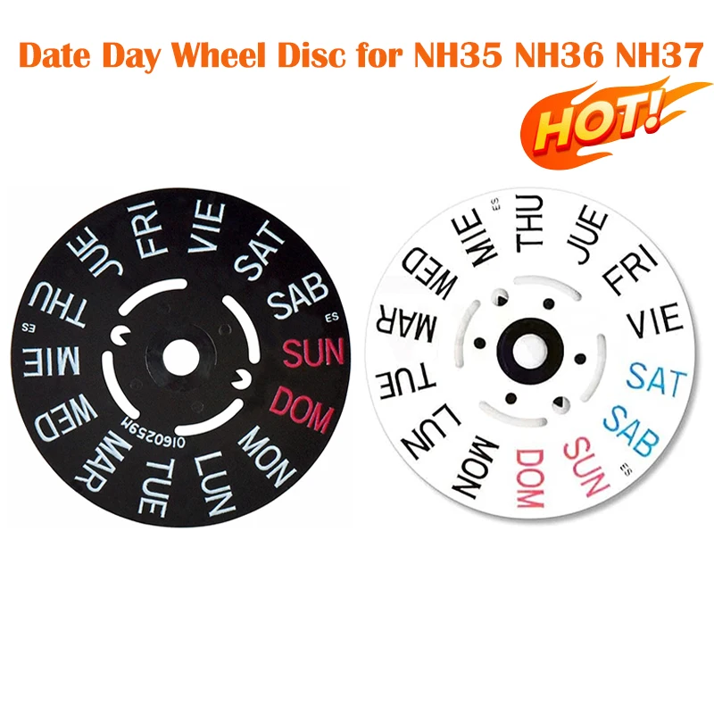 Ersatzteile für Uhrwerke: Kalender-Datum-Tagesrad für NH35 NH36 NH37 Zubehör an 3/3.8 Position
