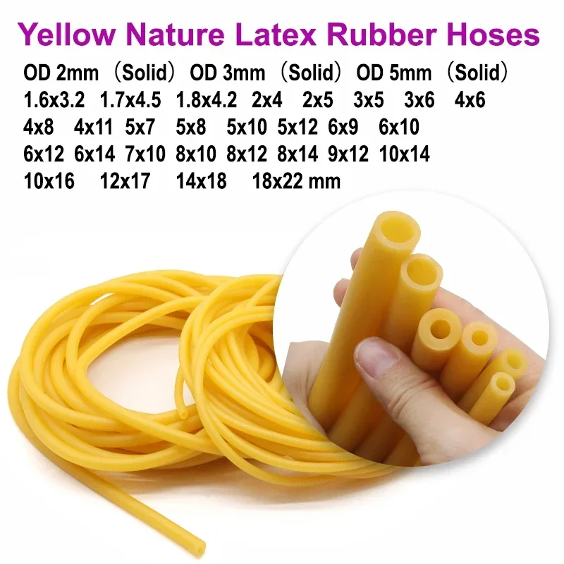 

1~10m Yellow Nature Latex Rubber Hoses ID 1.6~18mm High Resilient Surgical Medical Tube Slingshot Catapult Elastic Rubber Bands