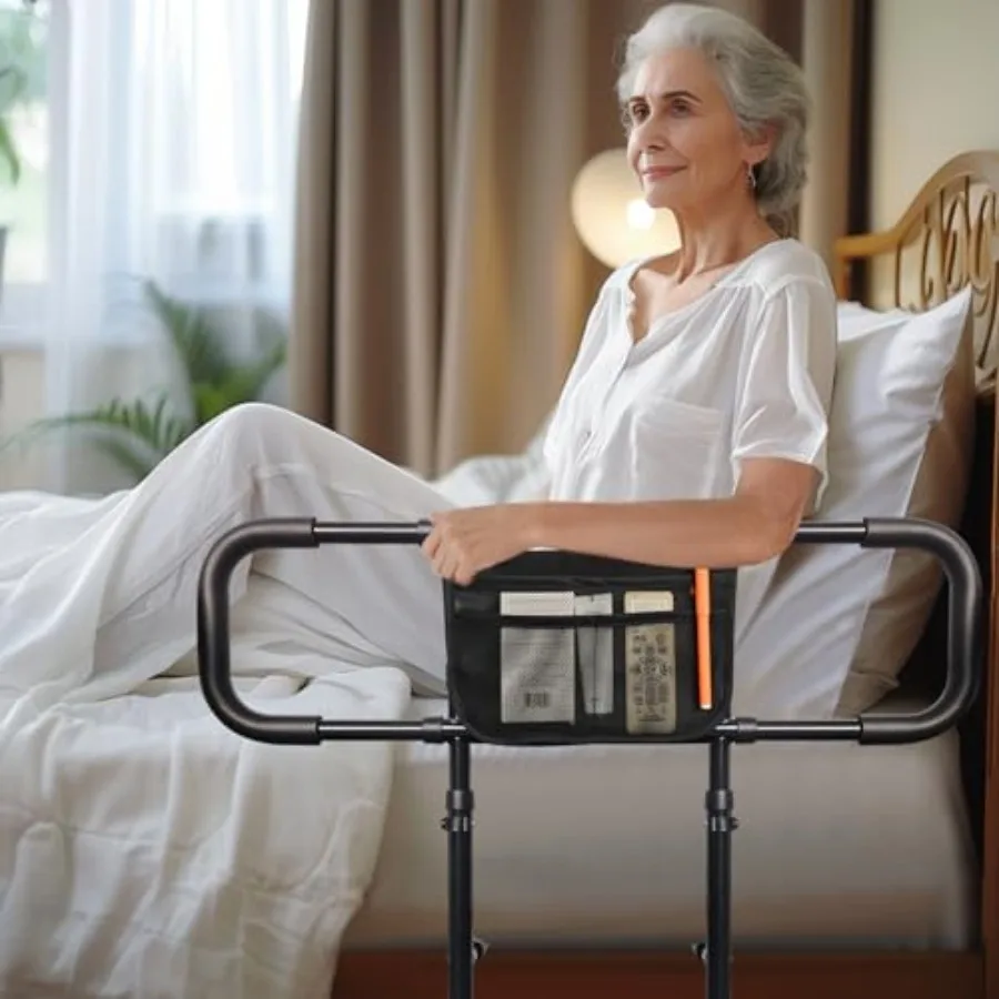 

Bed Rails for Elderly Adults Safety with Adjustable Heights Storage Pocket Assist Support Side Railings for Seniors Citizens Sl
