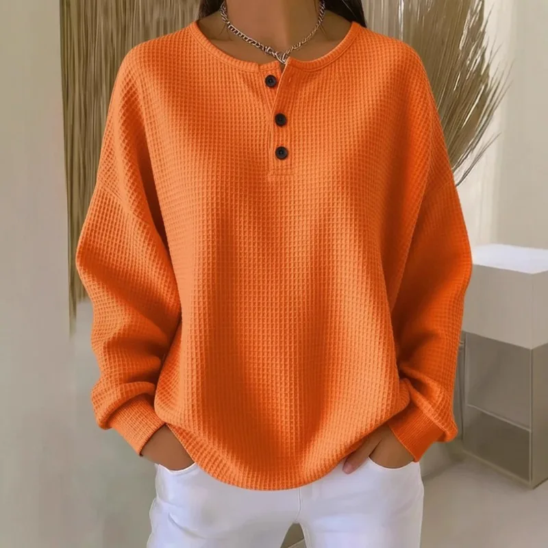 

2026 New Stylish Simple and Comfortable Long-sleeved Crew Neck Autumn and Winter Solid Color Pullover Sweater Loose Coat Women