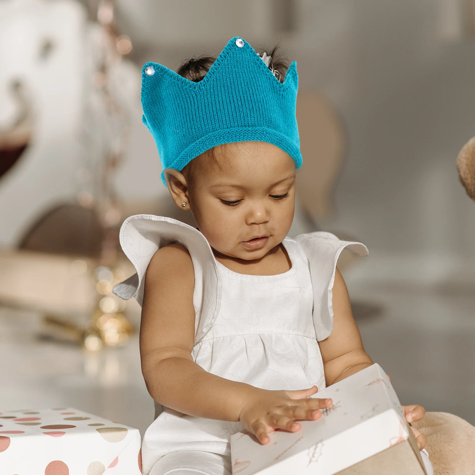 

Children Crown Hat Baby Knit Toddler Decorative Acrylic Crown Hat Kids Birthday Photo Prop Lightweight Durable Chic Design