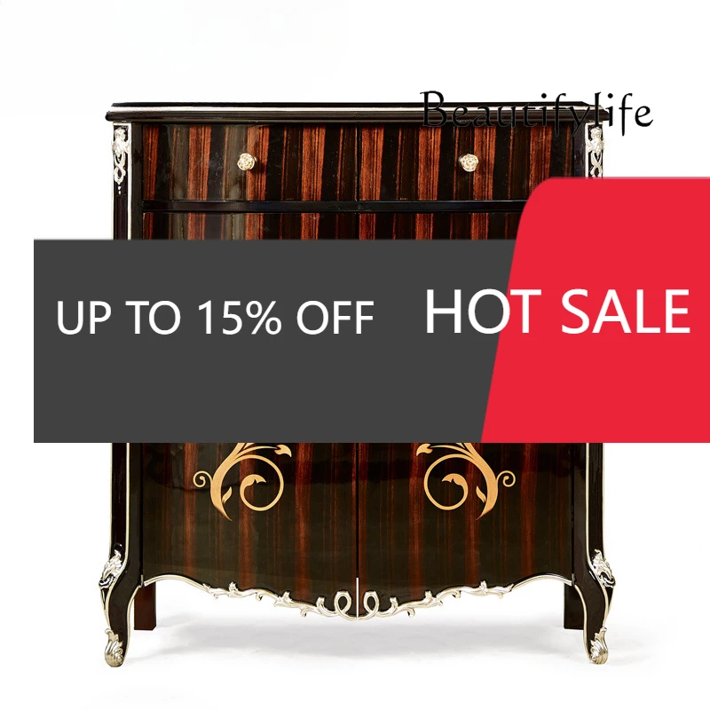 

Italian neoclassical solid wood entrance decorative cabinet household foyer storage cabinet