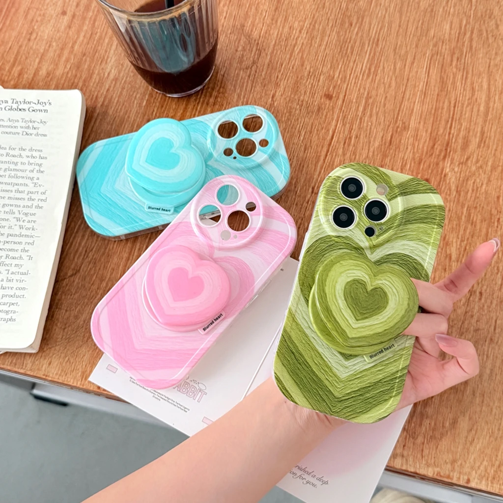 

Милый дофаминовый цветной картина маслом с градиентом в форме сердца любви с держателем, магнитный чехол для телефона для iPhone 16, 15, 14 Pro Max