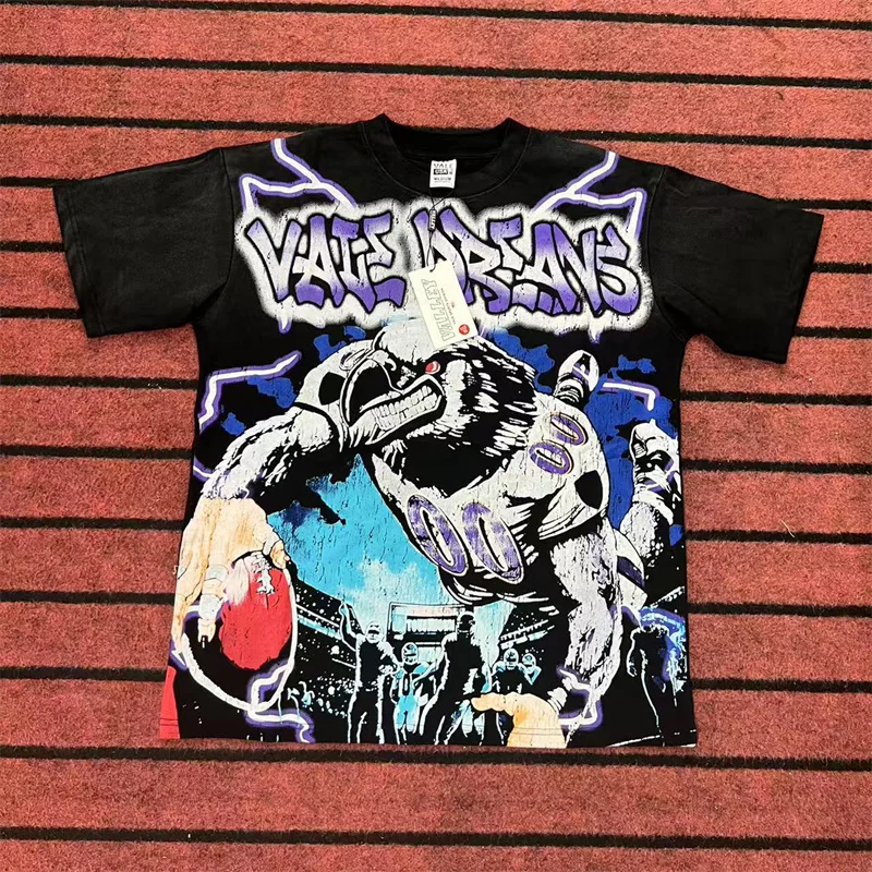 

2025 VALE Retro Washable Personalized Crack Printed Large Short Sleeve
