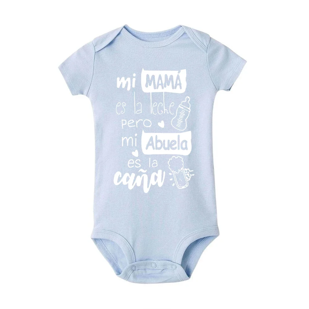 My Mom Is The Milk But My Grandfather Is The Cane Baby Romper Infant Short Sleeve Bodysuits Mothers Day Toddler Outfits