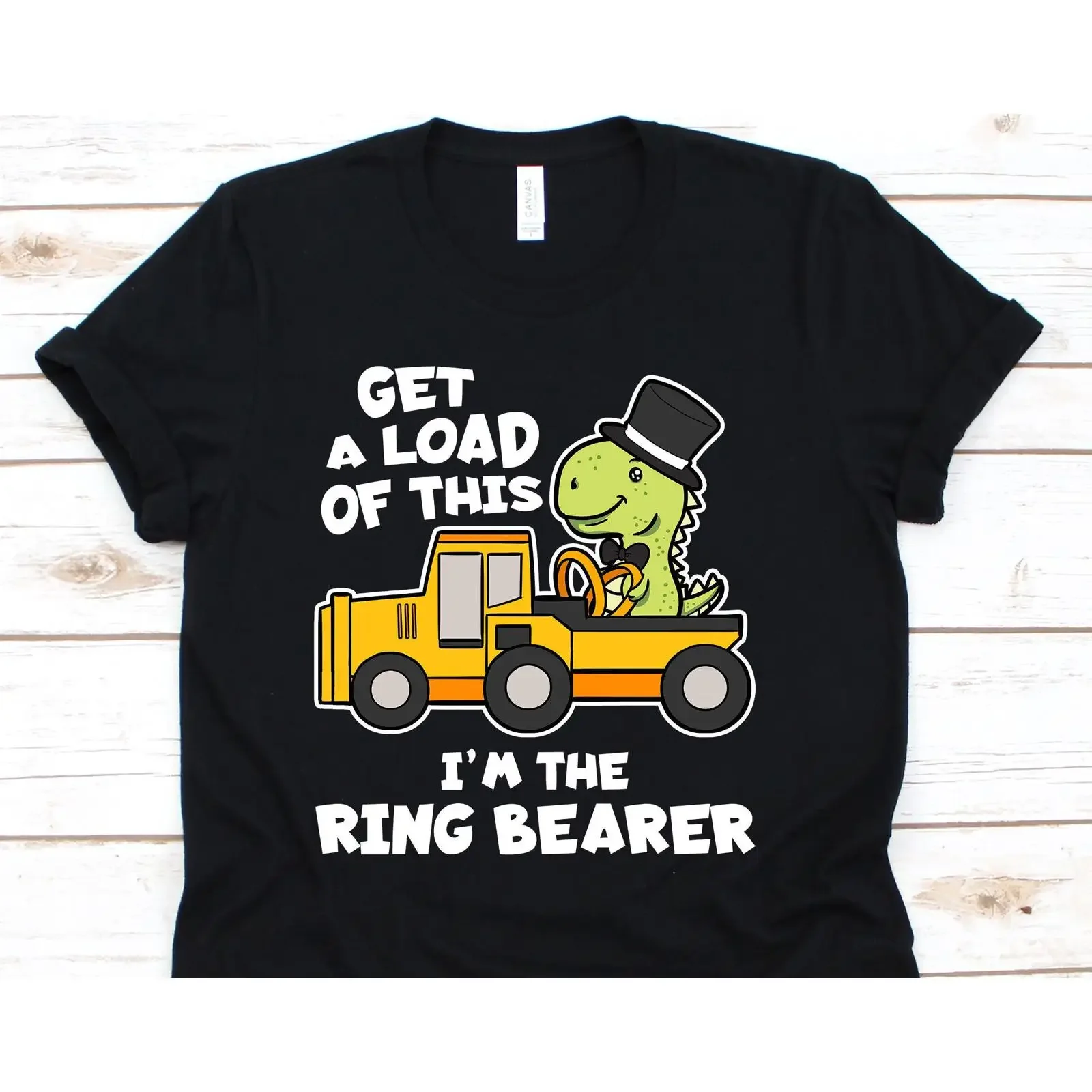 Get A Load Of This I'm The Ring Bearer T Shirt Cute Dinosaur Construction Truck Funny Wedding For Boys Dino Lovers vintage