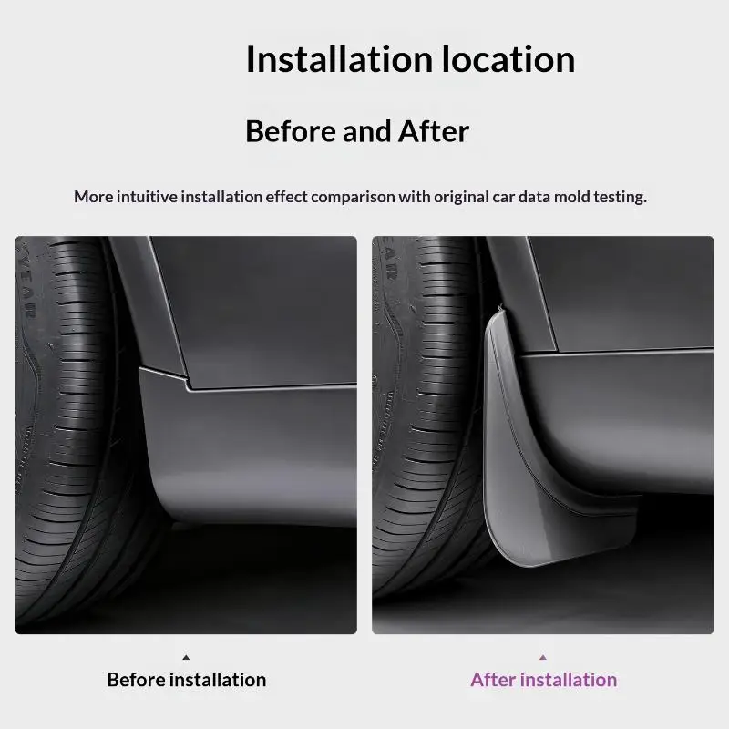Car Mud Flaps for Model Y Model 3 Accessories Front Rear Splash Guards Keep Paint Clean in All Weather
